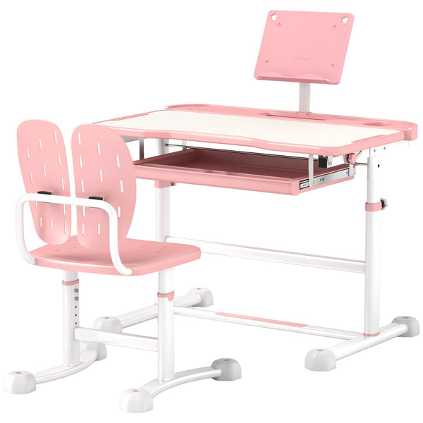 English Elm Qaba Kids Desk And Chair Set - Adjustable, Ergonomic Study Furniture With Storage & Tilt Top, Pink W2225P229107-GIGA