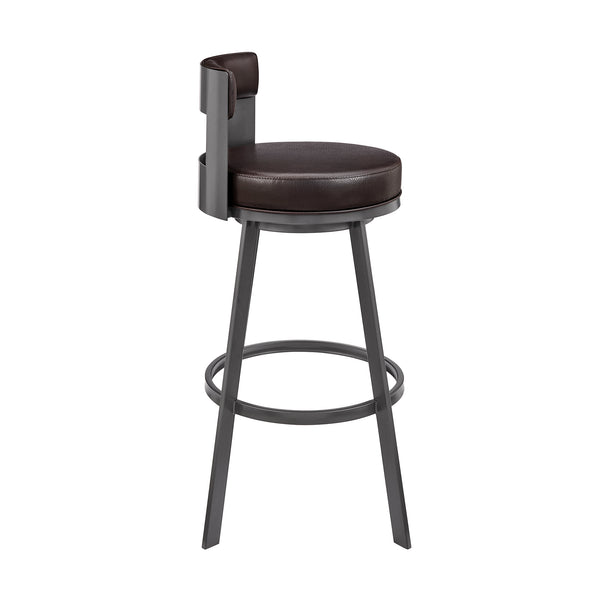 English Elm Arletta 30" Swivel Bar Stool Brown Faux Leather — 360° Glide, Easy-Clean Upholstery, Durable Metal Frame B2736P354298