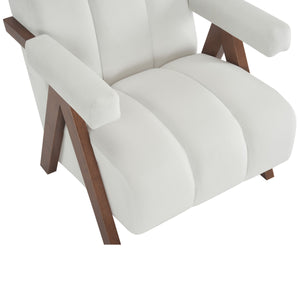 English Elm Christopher Knight Home® - Mid Century Modern Barrel Chair with Solid Wood Frame, Plush Tufted Velvet Ivory Seat, Cozy 28.5" Wide Lounge N765P197467W
