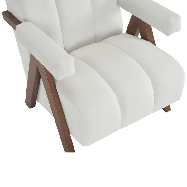 English Elm Christopher Knight Home® - Mid Century Modern Barrel Chair with Solid Wood Frame, Plush Tufted Velvet Ivory Seat, Cozy 28.5" Wide Lounge N765P197467W