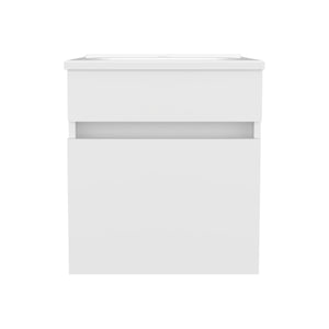 English Elm Primavera 18" Floating Bathroom Vanity with Dual-Door Cabinet & Two Shelves, Wall-Mounted White B070P337048