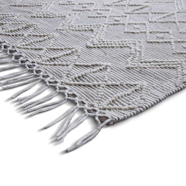 English Elm Orton 6 x 9 Area Rug Ivory Taupe Handwoven Wool Blend Geometric Pattern with Hand-Knotted Fringe B136P188393