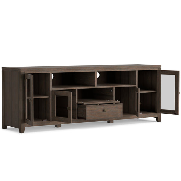English Elm Cosmopolitan 72" Wide Tv Media Stand - Handcrafted Solid Wood With Farmhouse Brown Elegance & Storage B136P158552