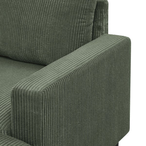 English Elm Cordory Corduroy Modular Sectional with Ottomans Retro Exposed Legs Living Room Dark Green B2748S00033