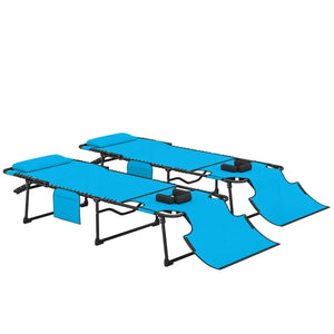 English Elm Outdoor Folding Chaise Lounges Set of Two with Bungee Mesh and Steel Frame T3971P454907