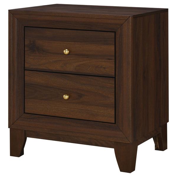 English Elm Anza Walnut Two-Drawer Nightstand with Laminate Finish, Spacious Top & Smooth Storage for Bedroom Elegance B062P375556