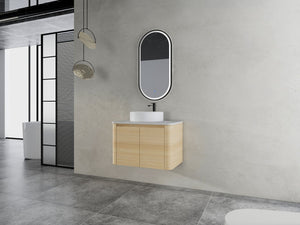 English Elm 30'' Wall-Mounted Bathroom Vanity With Ceramic Art Sink, Soft-Close Doors & Modern Plywood Design W999S00462