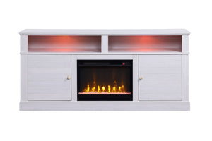 English Elm Tropea 58 Inch Open Shelf Media Console with Oak Finish and Cord Management B2749P413261