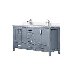 English Elm Dark Grey Double Bath Vanity With Cultured Marble Top & Chrome Faucet - Stylish Storage Solution B2731P259080