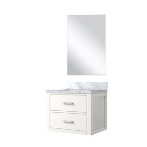 English Elm White Single Bath Vanity With Acrylic Countertop & Frameless Mirror - Modern Design For Small Spaces B2731S01419-GIGA