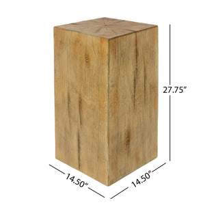 English Elm Christopher Knight Home® - Wood-Look Square-Column End Table - Stylish Distressed Finish For Indoor & Outdoor Living Spaces N770P291198N