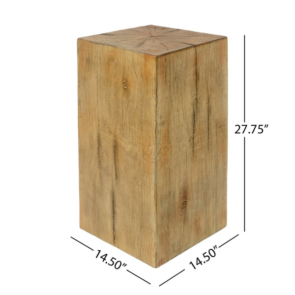 English Elm Christopher Knight Home® - Wood-Look Square-Column End Table - Stylish Distressed Finish For Indoor & Outdoor Living Spaces N770P291198N