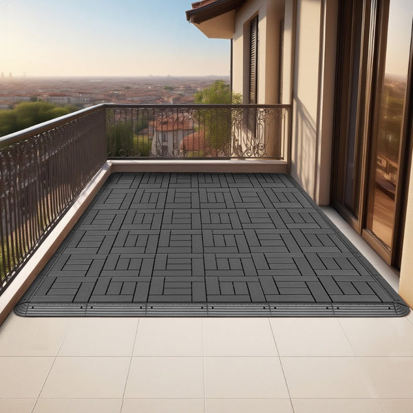 English Elm Auxiliary Interlocking Floor Tile Edge Strips Perimeter Kit for Outdoor Patio Brown Dark Gray W3022P298703