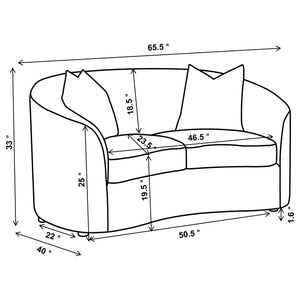 English Elm Rory Curved Latte Bouclé Loveseat with Sloped Arms and Down-Filled Pillows — Vintage Glam Seating B062P358090