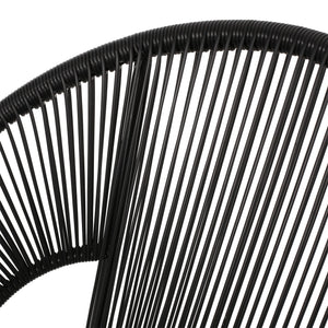 English Elm Christopher Knight Home® - CONDESSA Black Loveseat – Modern Hammock Weave Polyethylene Rattan on Matte Powder-Coated Iron Frame 67120.00BLK