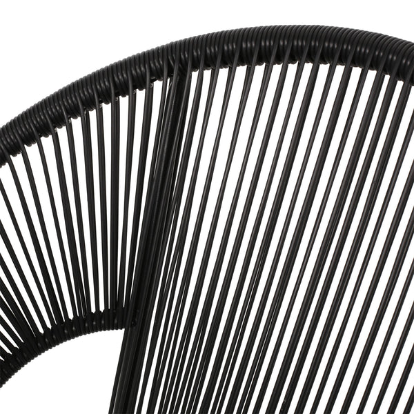English Elm Christopher Knight Home® - CONDESSA Black Loveseat – Modern Hammock Weave Polyethylene Rattan on Matte Powder-Coated Iron Frame 67120.00BLK