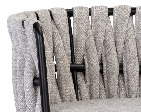 Sunpan Sarai Contemporary Barstool with Unique Weaved Backrest and Black Powder-Coated Steel Frame Belfast Heather Grey