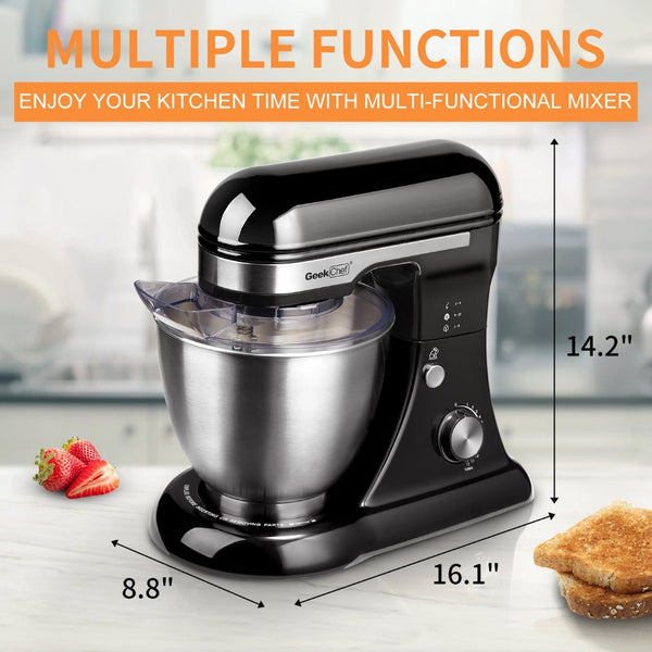 English Elm Geek Chef Tilt-head Stand Mixer Copper Motor Planetary Action 4.8qt Stainless Bowl Black W1002P416206