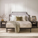 Upholstered Traditional Metal Queen Bed Grey MMIB5CGY Walker Edison