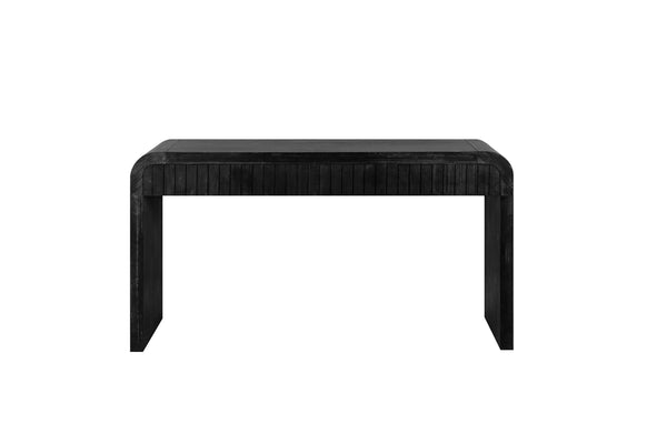 English Elm 59'' Vintage Crafted Entryway Table with Hidden Handle Drawers, Three-Dimensional Stripes, Easy Assembly, Stylish Storage for Hallway and Living Room Antique Black W1445P214056