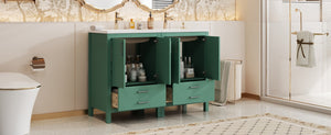 English Elm 48'' Bathroom Vanity with Sink 48.8'' Modern Freestanding 6-Drawer Ceramic Basin Cabinet for Baths Green N710SS00006F
