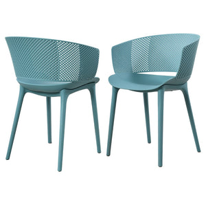 English Elm Gerald Outdoor Stackable Dining Chairs Uv Resistant Molded Plastic Patio Set of 2 Sky Blue N776P390476B