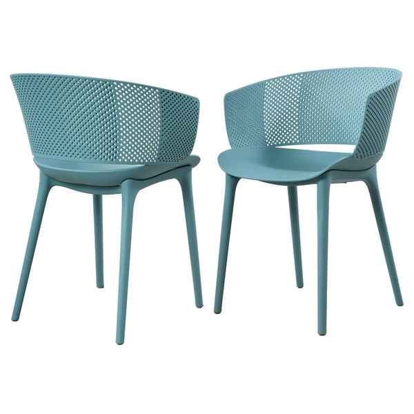 English Elm Gerald Outdoor Stackable Dining Chairs Uv Resistant Molded Plastic Patio Set of 2 Sky Blue N776P390476B