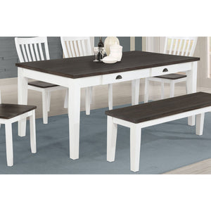 English Elm Preston Farmhouse Dining Table with 2 Smooth-Glide Drawers, Distressed White & Brown Top, 72" B062P350425