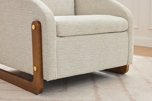 English Elm 057-Set Chenille Fabric Modern Upholstered Armchair with Wooden Side Frame, Ergonomic Cushioned Comfort Beige W527P239825