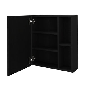 English Elm Lincoln Mirrored Medicine Cabinet with 5 Shelves Black Particle Board, Wall-Mount, 19.5"H x17.7"W B128P322311
