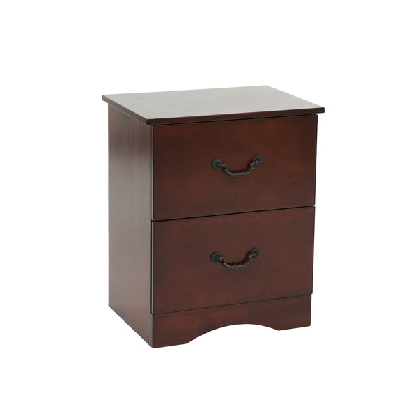 English Elm 2 Drawer Nightstand High Gloss Finish with Gold Accents, Modern Chic Storage for Bedroom Elegance Cherry B016P257268