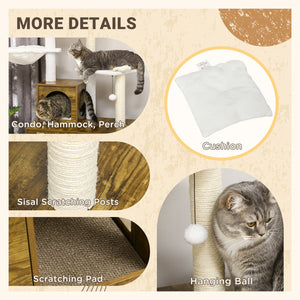 English Elm PawHut Space Capsule Covered Cat Litter Box with Removable Tray, Front Door Access & Odor Control Rustic Brown W2225P229568