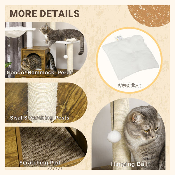 English Elm PawHut Space Capsule Covered Cat Litter Box with Removable Tray, Front Door Access & Odor Control Rustic Brown W2225P229568