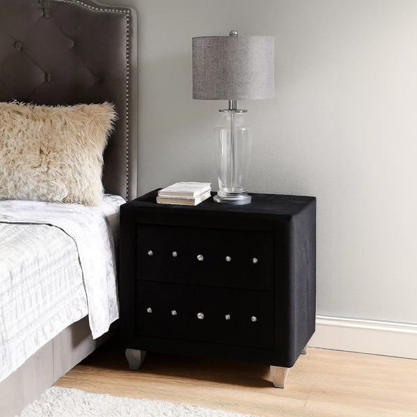 English Elm Rea Glam Velvet 2 Drawer Nightstand with Crystal Knobs and Cabriole Legs B056P417088