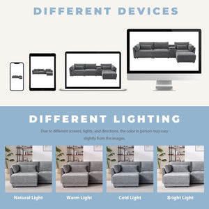 English Elm 124'' Modular Sectional Sofa: Reversible Chenille Couch With Storage, Ottoman & Usb Charger N723S9775E-GIGA