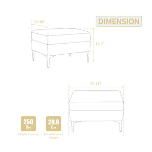 English Elm Modular Corduroy Storage Ottoman with Reversible Lid and Steel Legs — Compact Foam Seat, 250 lb Capacity Beige W3098P257003