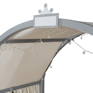 English Elm Twin Pinewood Ground-Level Canopy Bed with Arched Roof and Trundle for Kids—Whimsical, Sturdy Design Gray N820P181648E