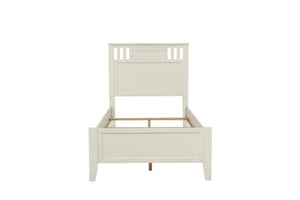 English Elm Simple Modern Full Size Bedframe with Carved Vertical Lines, Rubberwood MDF Construction, Elegant Design White 80 L x 8 W x 4 H B011S01986