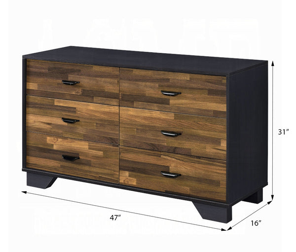 English Elm Walnut Modern 6-Drawer Dresser with English Dovetail & Metal Glides — Spacious, Durable Storage B062P209033