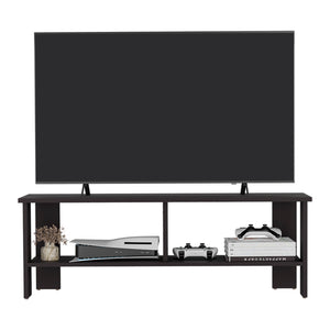 English Elm Kingsland Black TV Stand with Two Open Shelves, Engineered Wood Entertainment Console, Durable 52.8" B092P286117