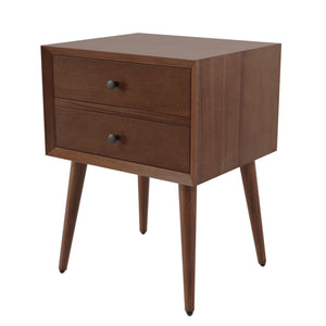 English Elm Christopher Knight Home® - Nightstand with 2 Drawers Mid-Century Acacia Wood, Splayed Legs, Brass Hardware, Easy-Glide Storage Brown 20.5 L x 17.5 W x 14.75 H N761P180219M