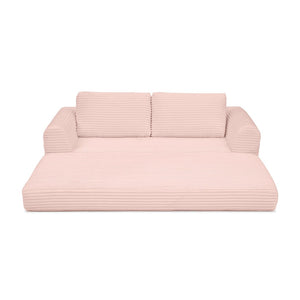 English Elm 2-in-1 Corduroy Futon Sofa Sleeper with Foam Fill and Modular Floor Profile Pink W1117P417305