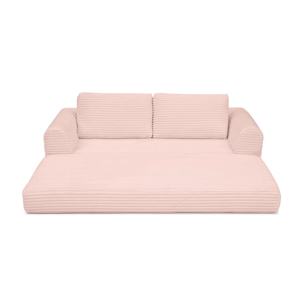 English Elm 2-in-1 Corduroy Futon Sofa Sleeper with Foam Fill and Modular Floor Profile Pink W1117P417305