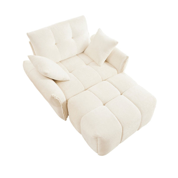 English Elm Ergonomic Chenille Lounge Chair with Ottoman Tufted Arms Modern Living Room Seat W714S01649