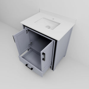 English Elm Dark Grey Bath Vanity With White Quartz Top – 30"W X 22"D, Modern Design, Durable Storage Solution B2731P260590