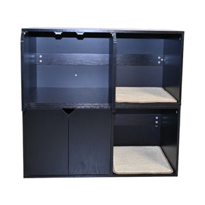English Elm 35.83" Modern Black Cat Litter Box Enclosure with Durable PB/MDF Build and Corrugated Scratch Pad W1412P271585