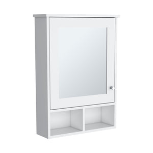 English Elm Vina Mirrored Medicine Cabinet 29" High Organizer with Three Hidden Shelves and Two Open Shelves, Durable Storage White 34.7 L x 23.3 W x 4.8 H B200P235867