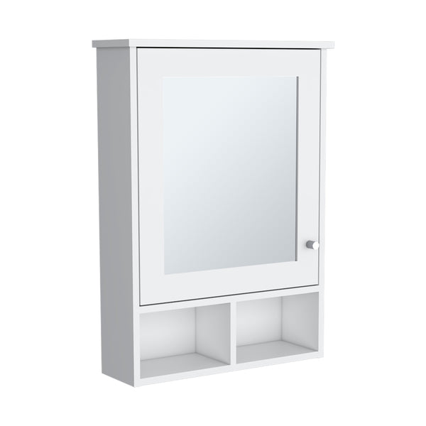 English Elm Vina Mirrored Medicine Cabinet 29" High Organizer with Three Hidden Shelves and Two Open Shelves, Durable Storage White 34.7 L x 23.3 W x 4.8 H B200P235867