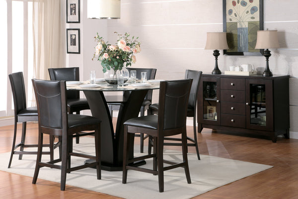 English Elm Modern Counter Height Chairs Set of 2 — Daisy Collection Dark Brown Faux Leather, Espresso Hardwood Finish B011P321035