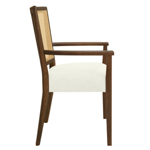 English Elm Christopher Knight Home® - ARM Mid-Century Dining Chair with Rattan Back & Upholstered Foam Seat, Solid Rubberwood Frame Beige,Walnut N771P254005T